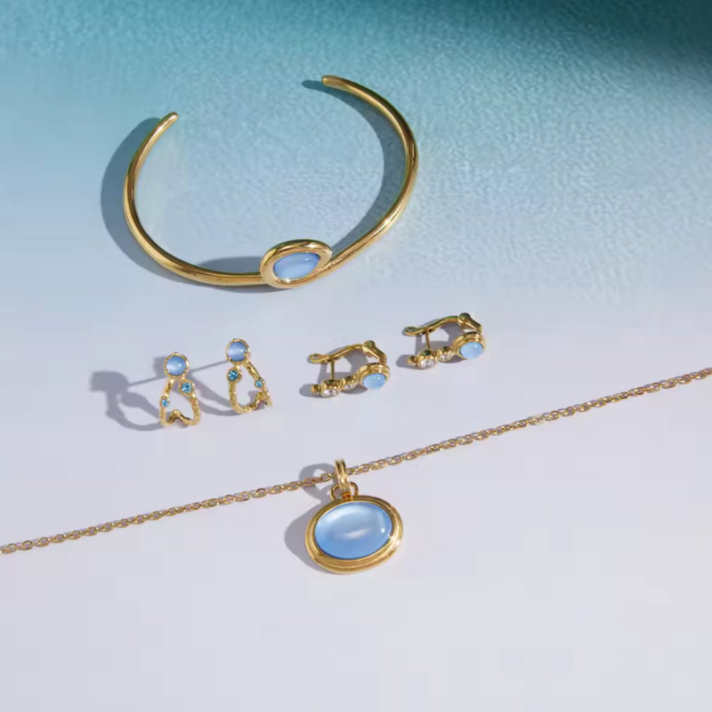Kika Delicate Blue Resin Necklace Earrings Bracelet