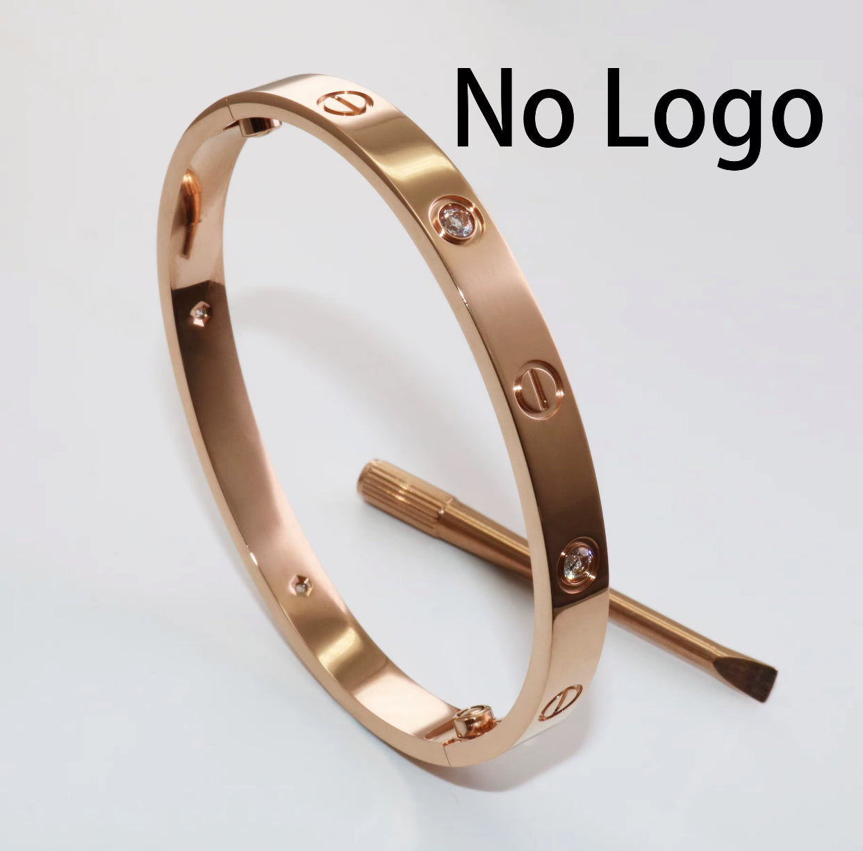 Kika 316L Stainless Steel Bracelets with 18K Gold Plated, Screw Design and Zircons
