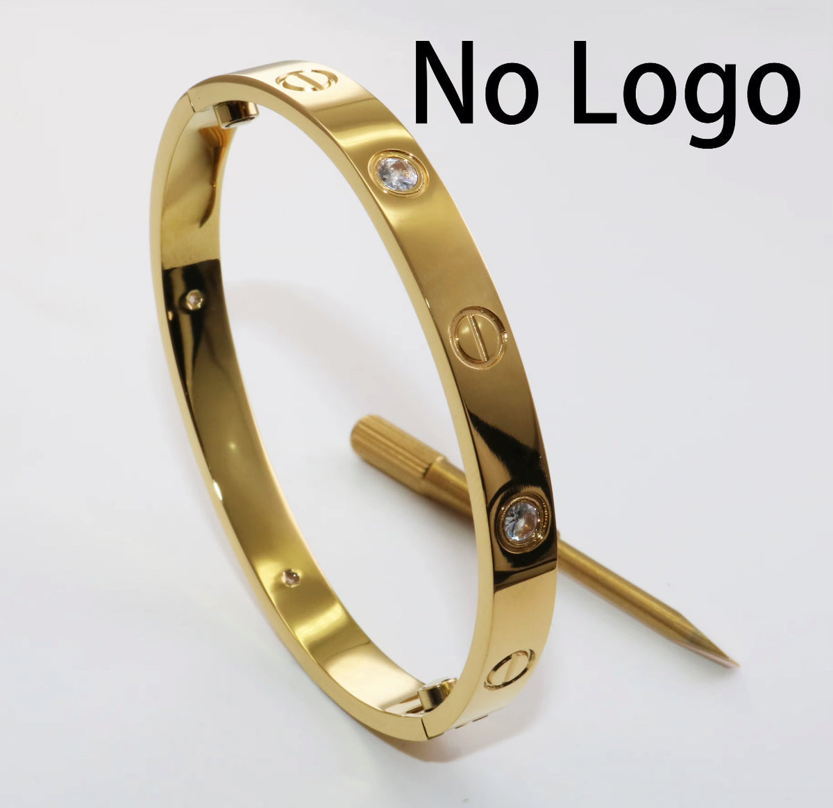 Kika 316L Stainless Steel Bracelets with 18K Gold Plated, Screw Design and Zircons