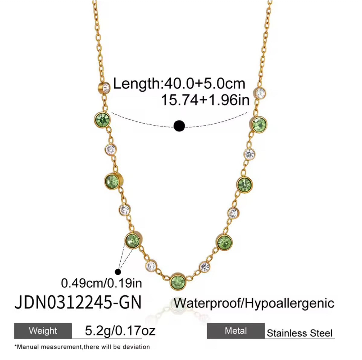 Kika Delicate Green And White Gradient Round Zircons O-Chain Necklace
