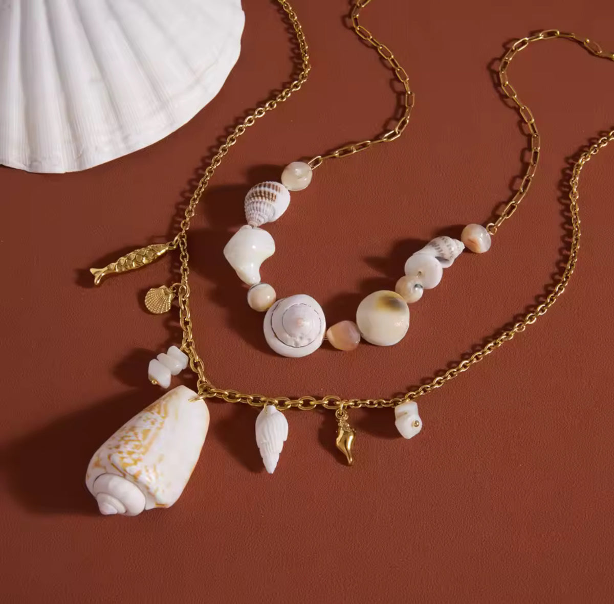 Kika Shell Conch Fish Pendant Necklace
