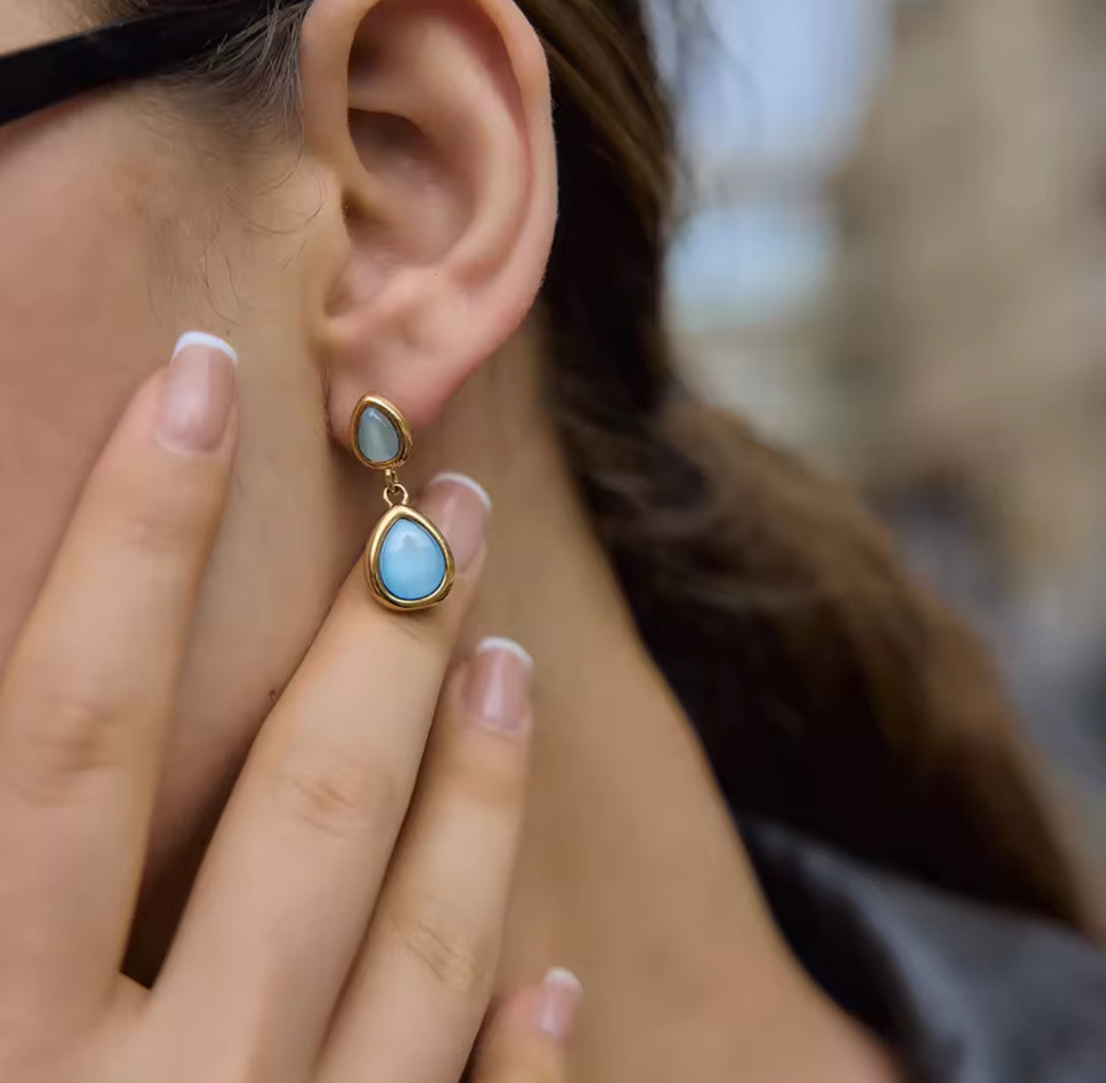 Kika Elegant Blue Resin Necklace Earrings Bracelet