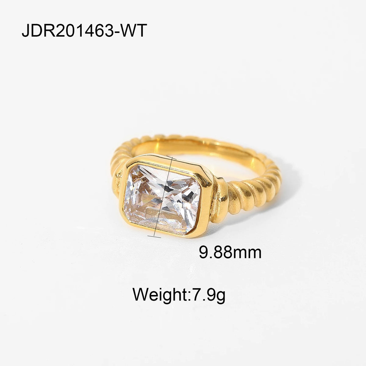 Kika Vintage Black stone 18K Gold Plated Stainless Steel Square Cz Rings For Women Moms Gift Elegant Ring WATERPROOF