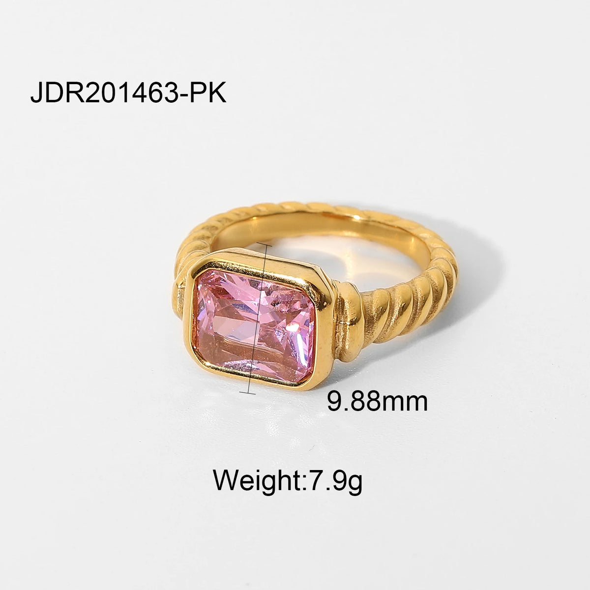 Kika Vintage Black stone 18K Gold Plated Stainless Steel Square Cz Rings For Women Moms Gift Elegant Ring WATERPROOF