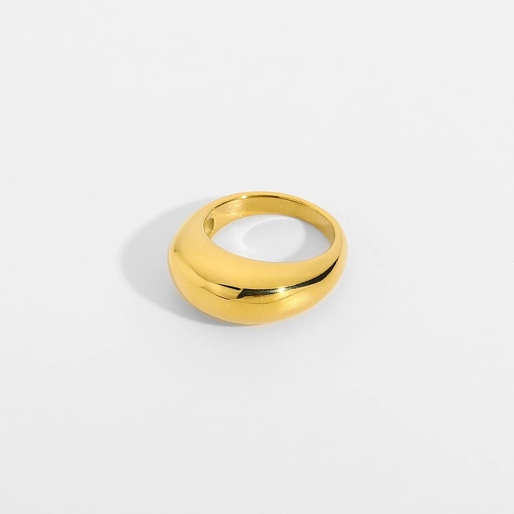 KIKA Statement Chunky Rings For Women 18K Gold Plated Stainless Steel Rings Waterproof Jewelry Accessories