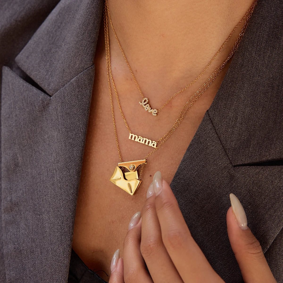 Kika Minimalist Letter Envelope Necklace
