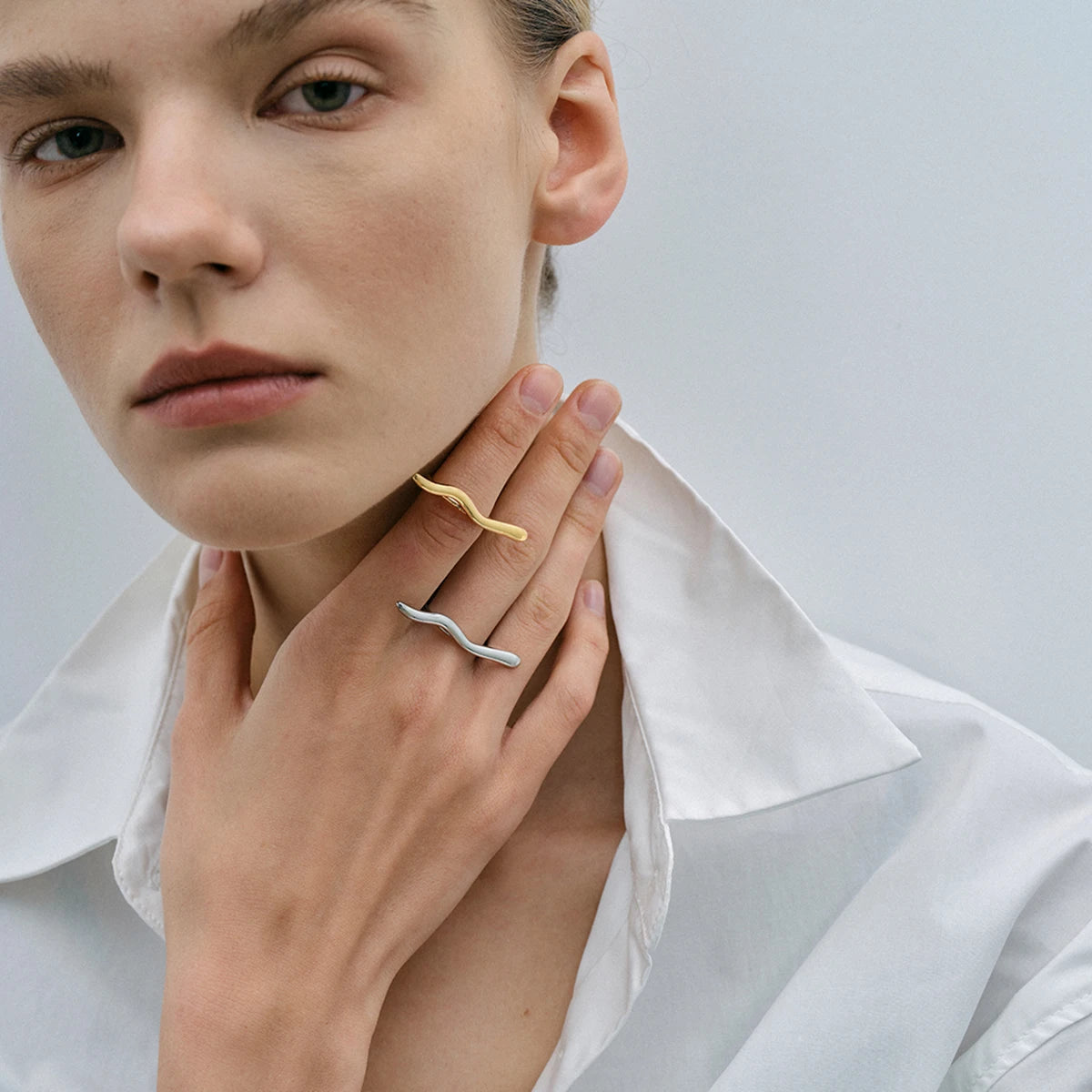 KIKA Personality Stainless Steel 316L Minimalist Classy Ring 18k Gold Color Waterproof Stylish Unique Finger