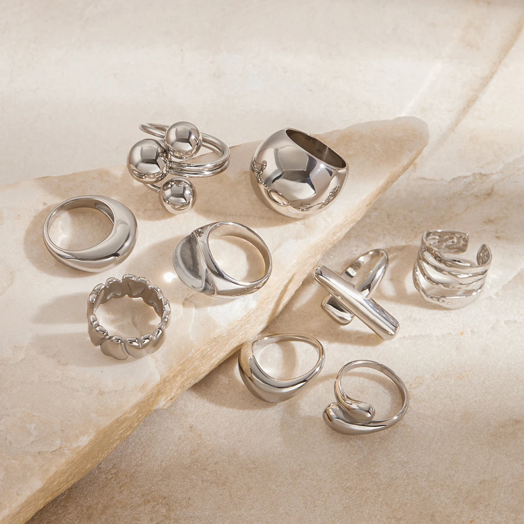 Smooth Liquid Wave Irregular Ring Love Adjustable