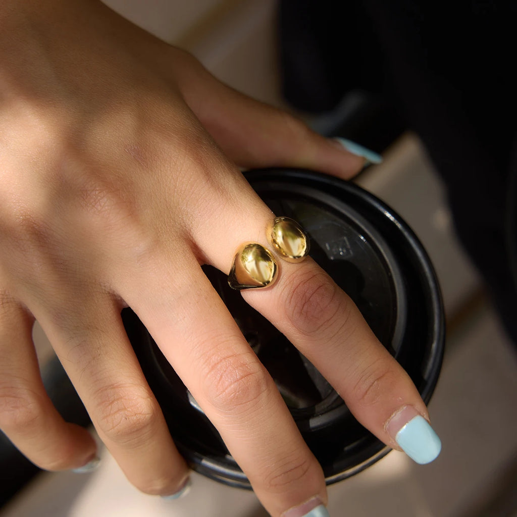 KIKA Minimalism Smooth Open Ring PVD Gold Plated Stainless Steel 316L