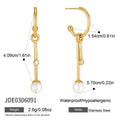 KIKA Detachable Zircon Imitation Pearl Drop Earrings PVD 18K Gold Plated Stainless Steel 316L