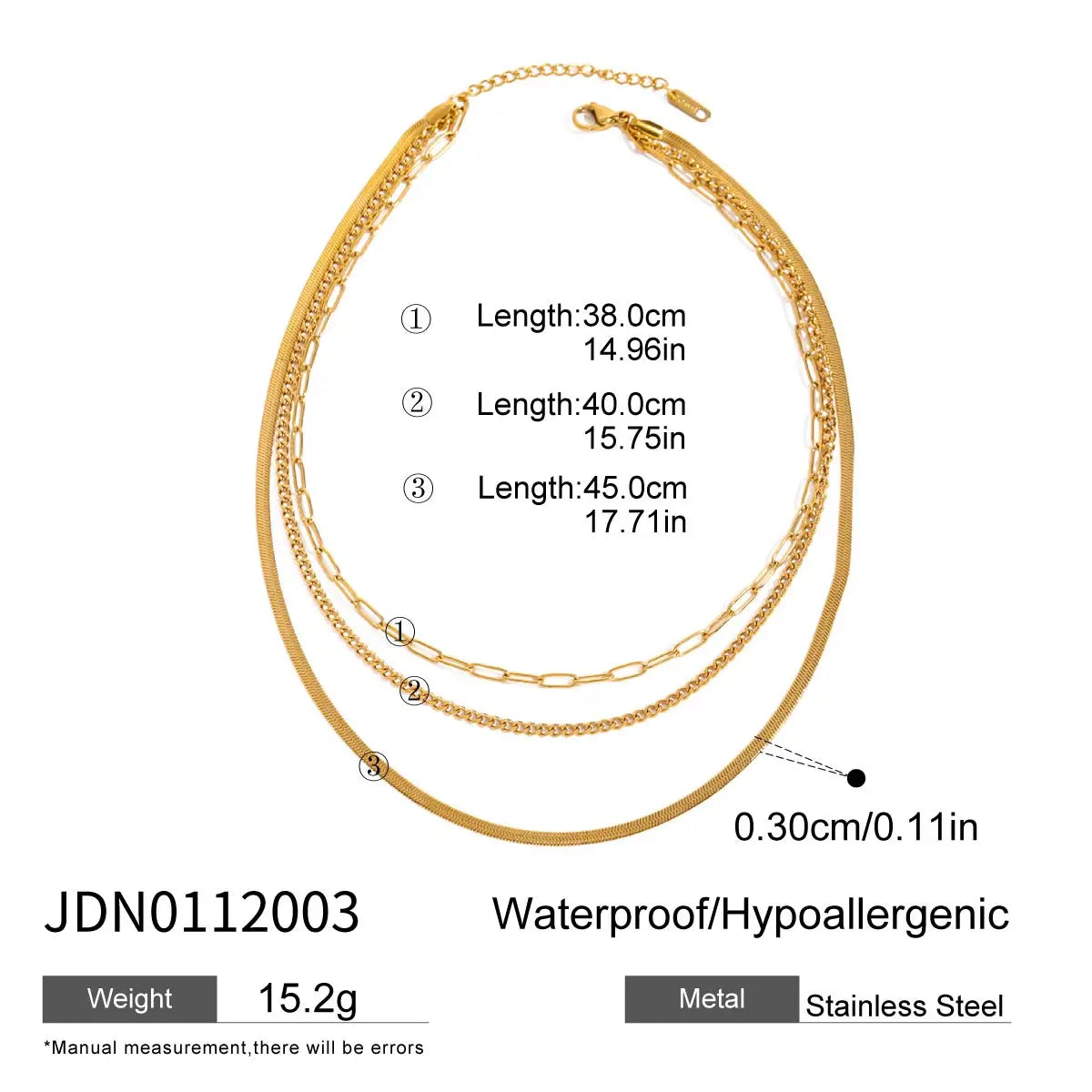 Flat Snake Chain Layer Necklace Stainless Steel Snake Rope Chain