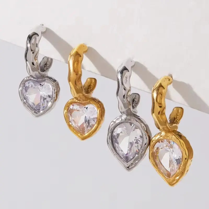 Kika Classic Geometric Zircon Stud Earrings Minimalist 18K Gold Plated Stainless Steel 316L