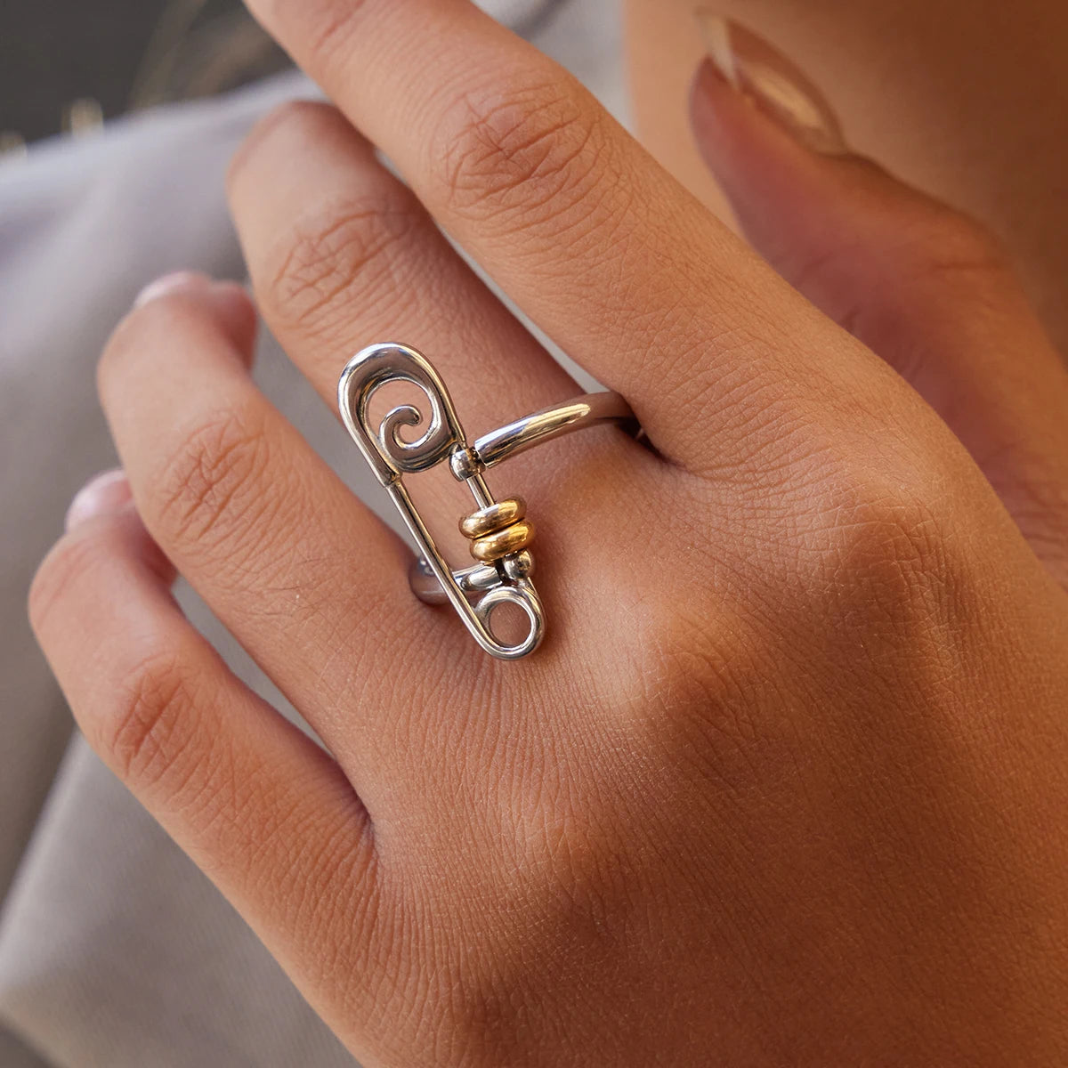 Kika Blocked Paperclip Ring