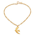 Kika Classic Flying Bird Hammer Pattern Peace Dove Pendant Necklace