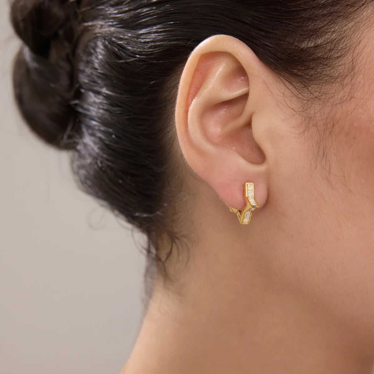 KIKA Square Zircon Geometric Clip Earrings For Women Classic 18K Gold PVD Plated Stainless Steel Earrings Fashion Jewelry Gift