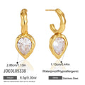 Kika Classic Geometric Zircon Stud Earrings Minimalist 18K Gold Plated Stainless Steel 316L