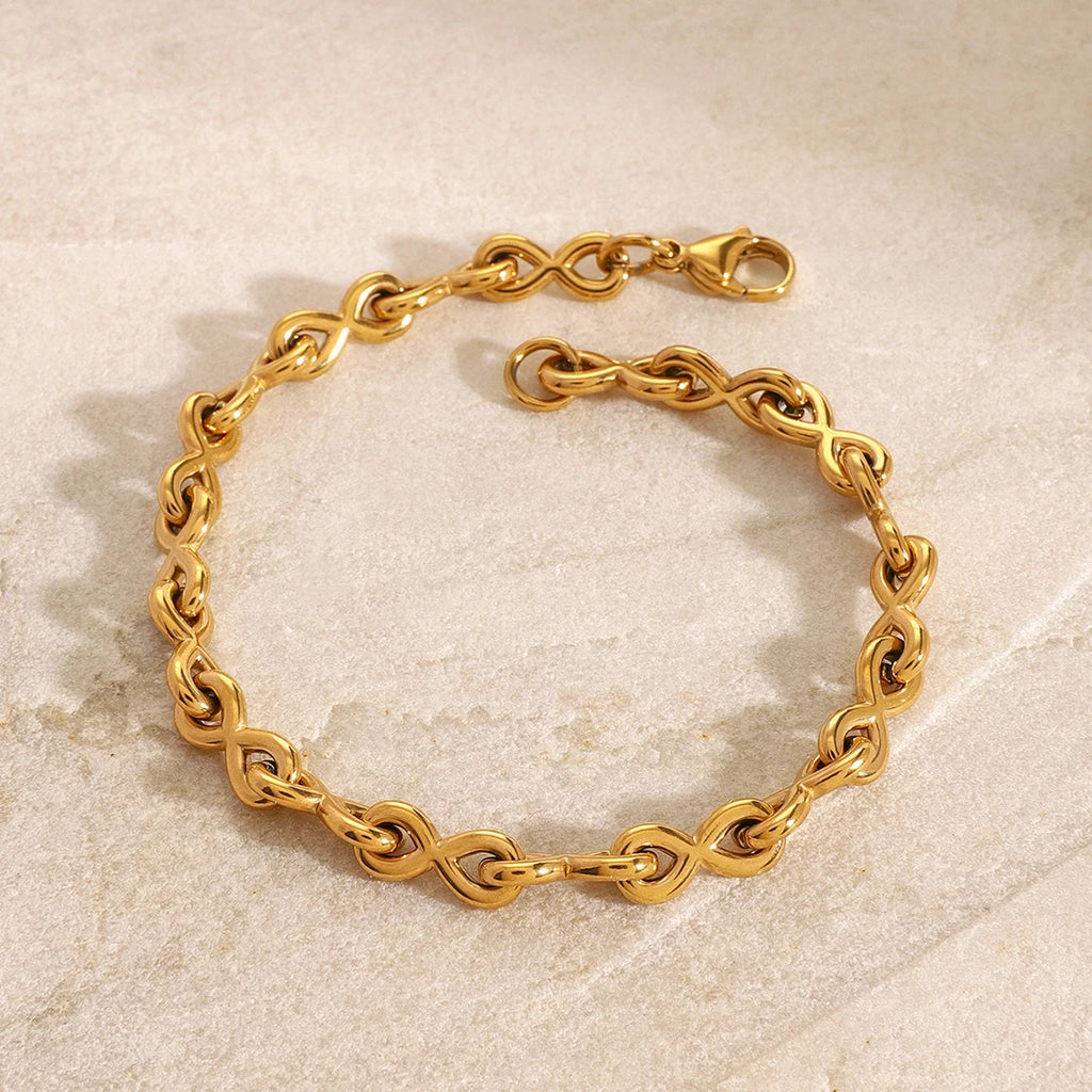 Kika Retro 18K Gold Color Plated Bracelet Stackable Chain Bracelet