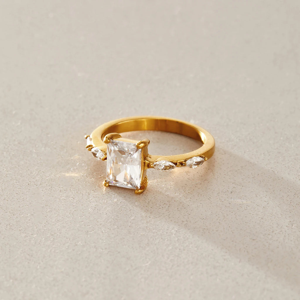KIKA Classic Geometric Zircon Rings For Women Minimalist 18K Gold PVD Plated Stainless Steel Rings Party Fashion Jewelry Gift