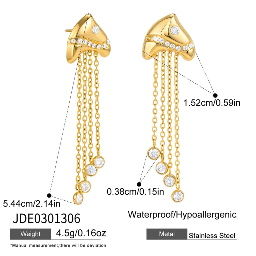 Kika Tropical Fish Shaped Chain Tassel Earrings