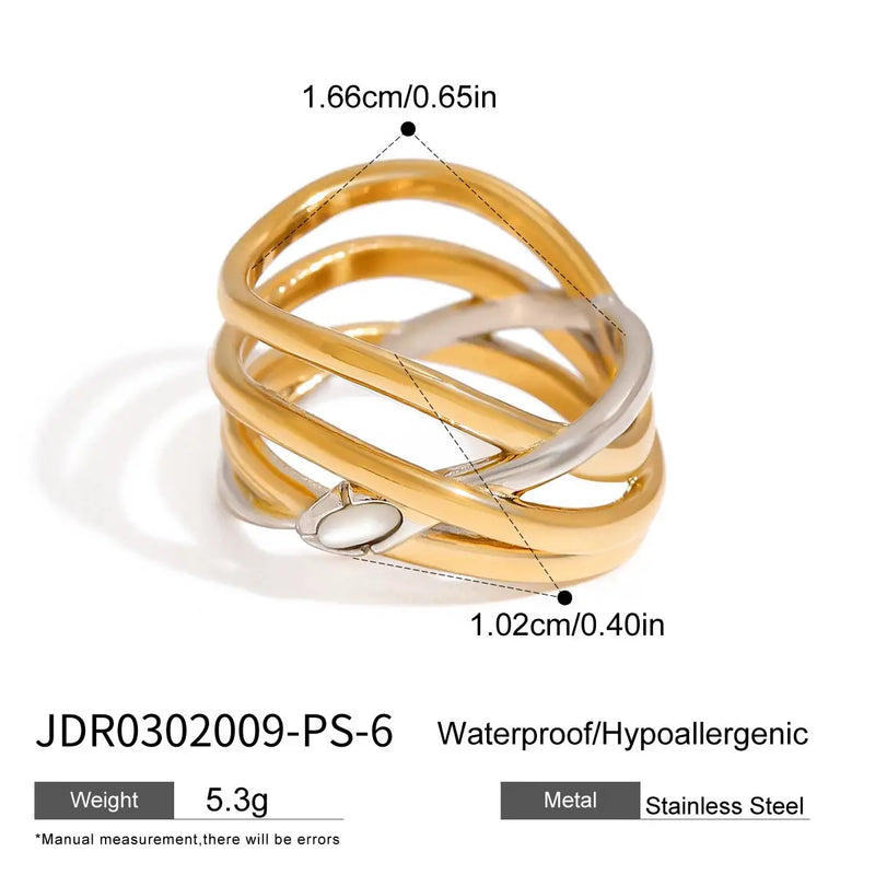 KIKA Minimalist Two Tone Serpentine Ring Stainless Steel 316Le