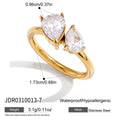 Water Droplet Shapedwhite Double Zircon Rings
