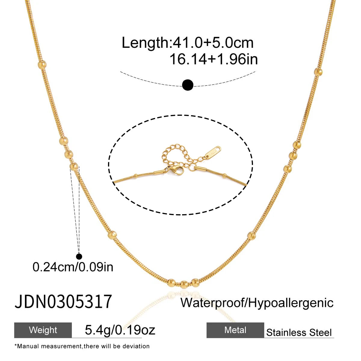 KIKA Minimalist Chain Necklace PVD Plated Stainless Steel 316L