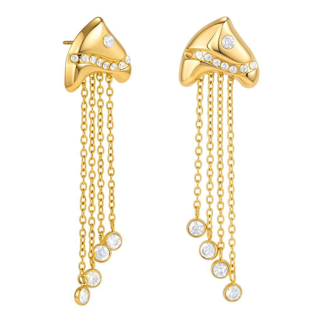 Kika Tropical Fish Shaped Chain Tassel Earrings
