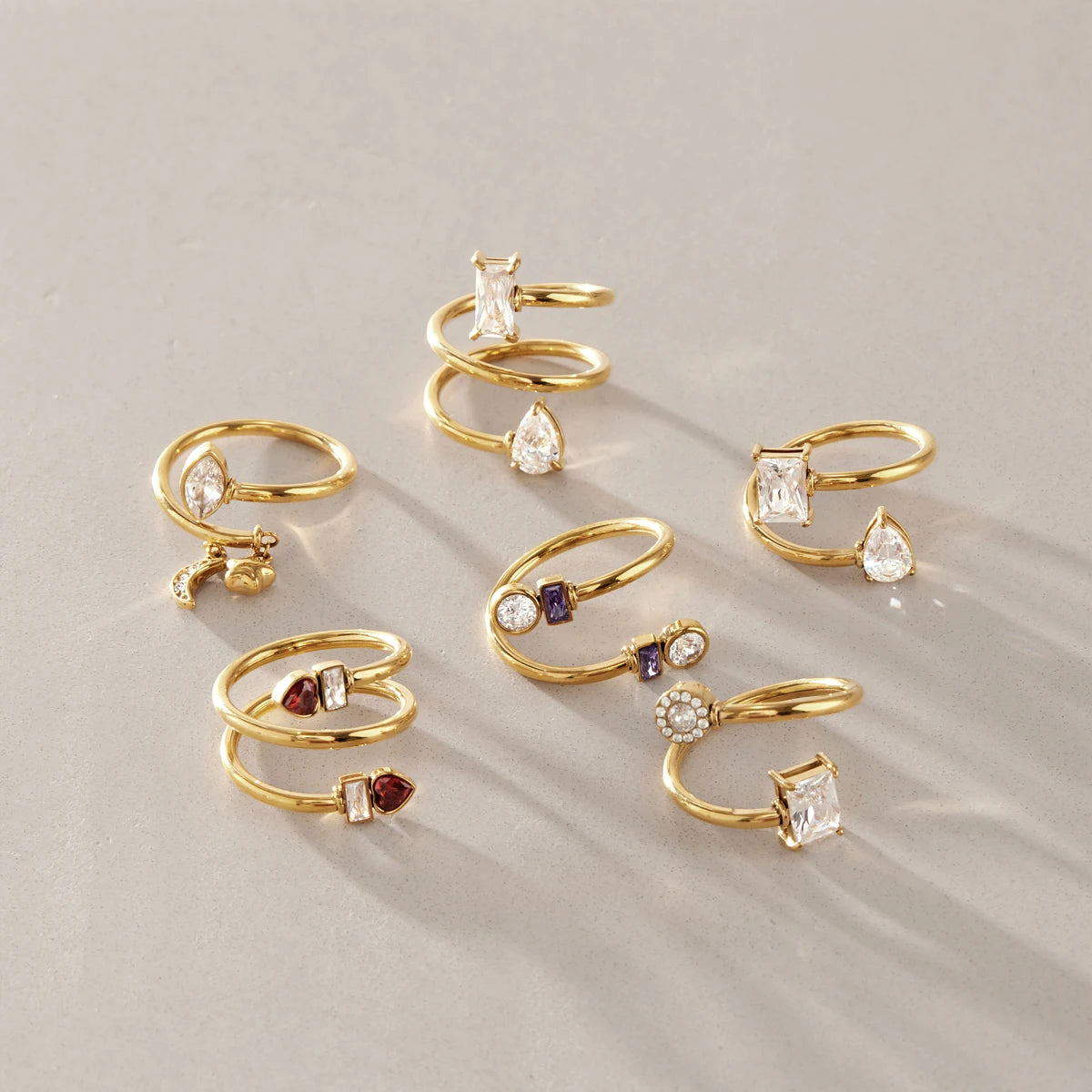 KIKA Delicate Zircon Rings PVD 18K Gold Plated Stainless Steel 316L