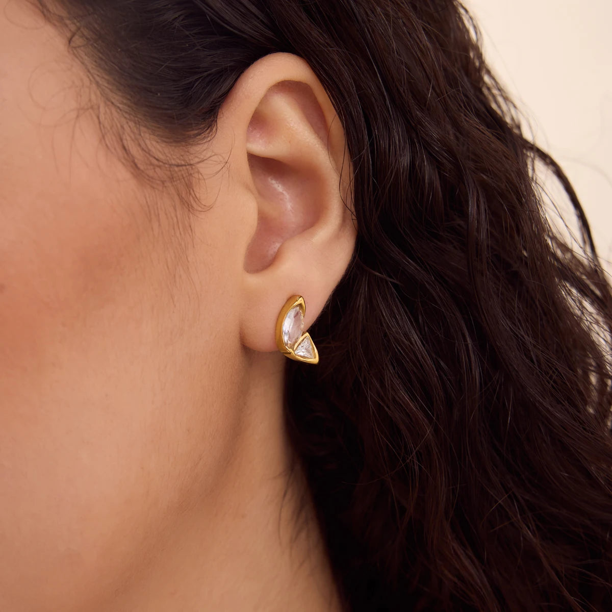 KIKA Delicate Geometric Zircon Stud Earrings 18K Gold PVD Plated Stainless Steel 316L
