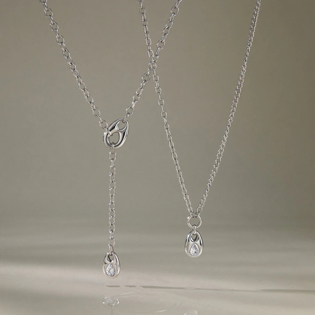 KIKA Classic Zircon Water Drop Pendant Y Shape Chain Necklace For Women Minimalist Stainless Steel Necklace Fashion Jewelry