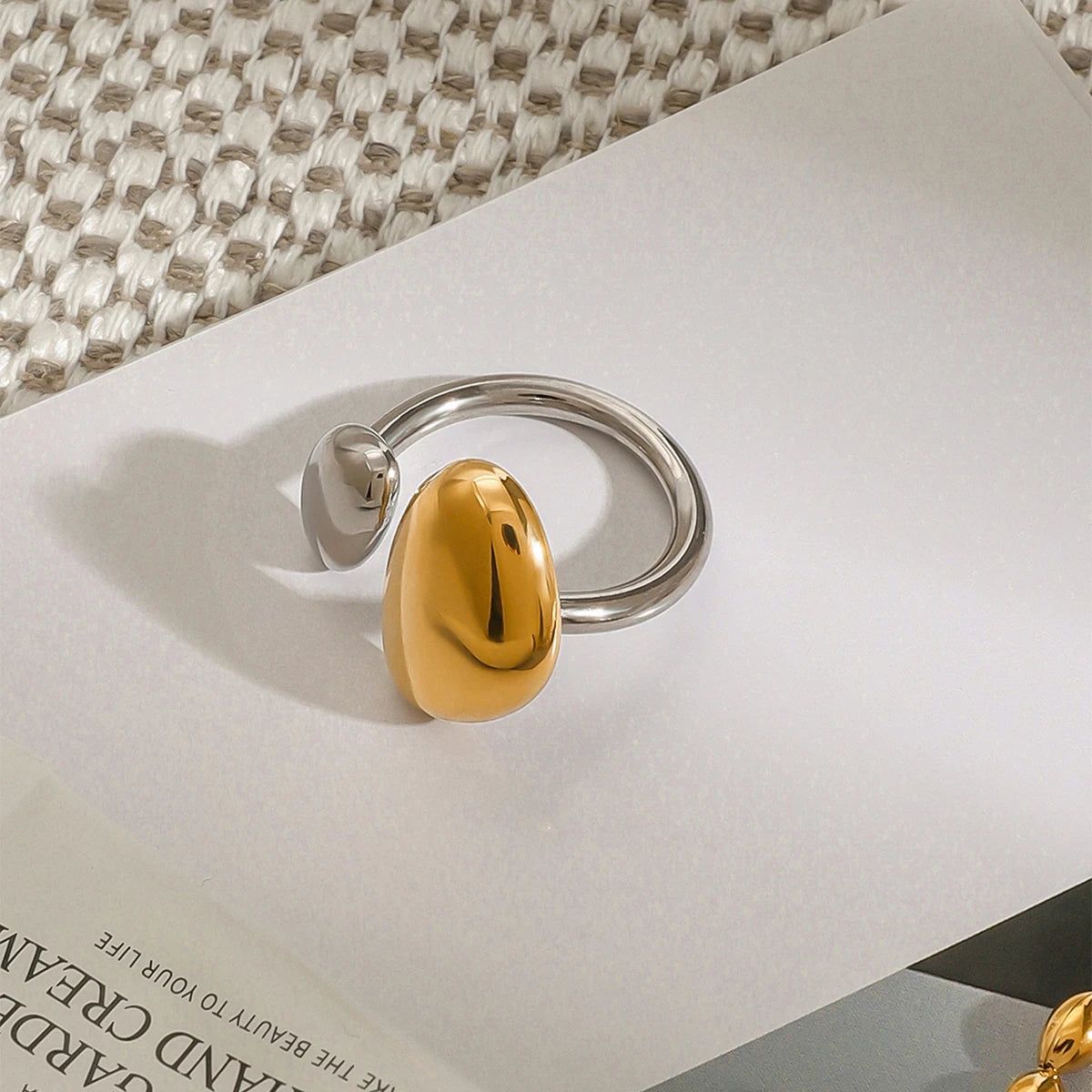 Kika Stainless Steel Minimalist Oval Irregular Ring