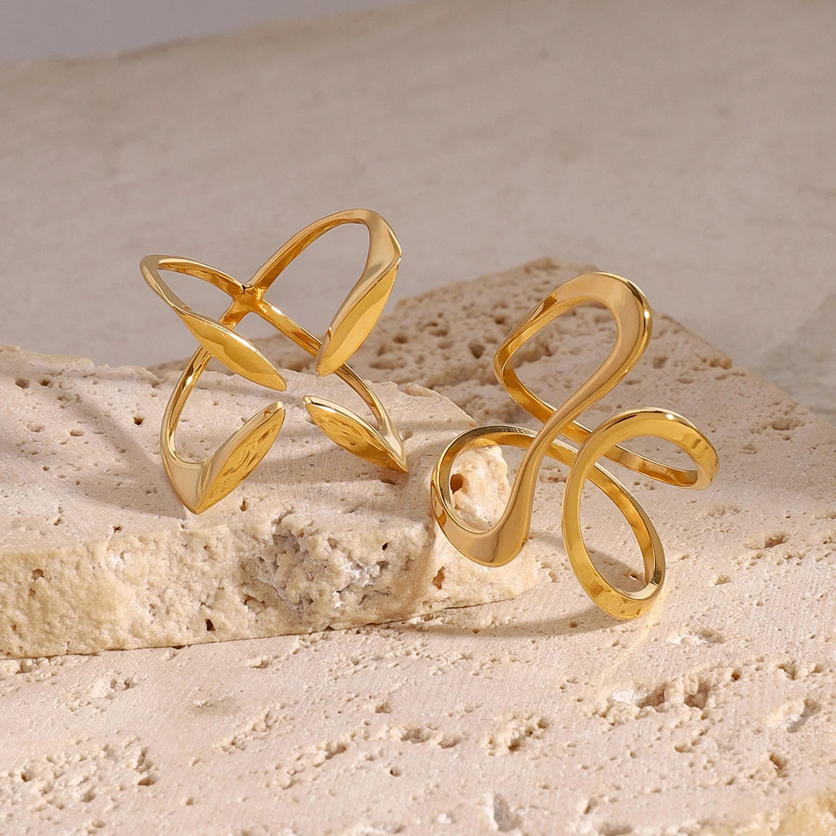 KIKA Irregular Stacking Rings Stainless Steel 316L PVD Plated
