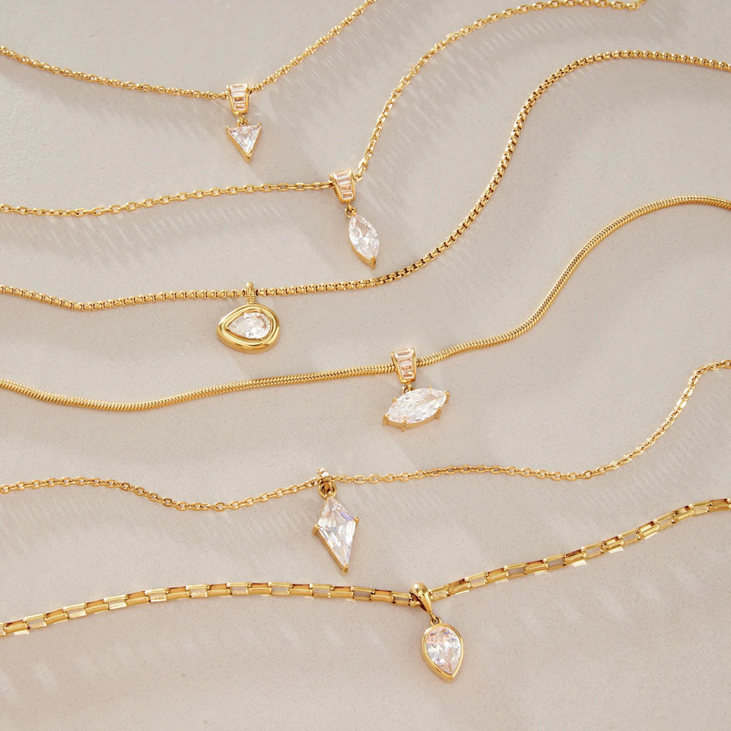 Kika Elegant Zircon Pendant Necklace Minimalist 18K Gold PVD Plated Stainless Steel 316L