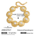 Kika Elegant Classic Minimalist 18K Gold Color Plated Inlay High Brightness Pearl Circular Bracelets