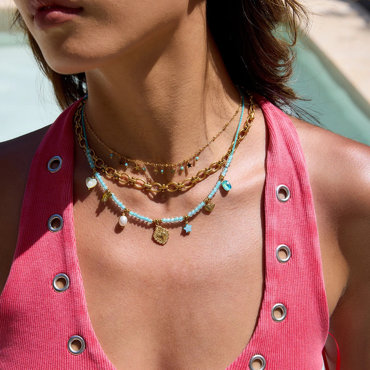 Kika Ocean Vacation StyleHeart shaped Butterfly  Necklace