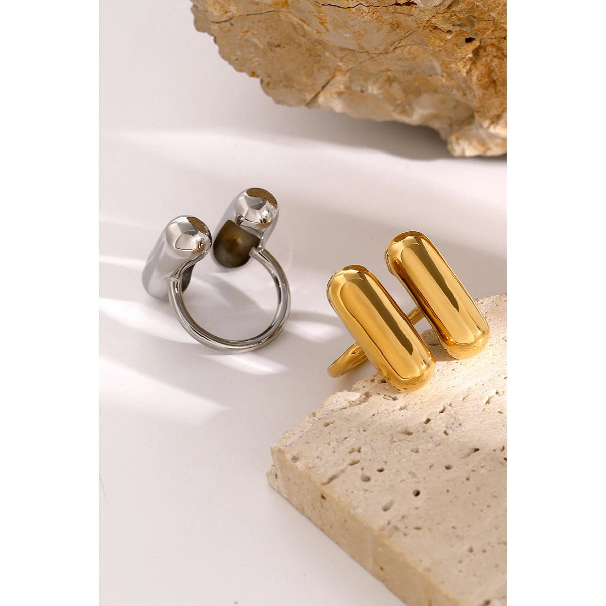 Kika Chic Stainless Steel Geometric Adjustable Ring
