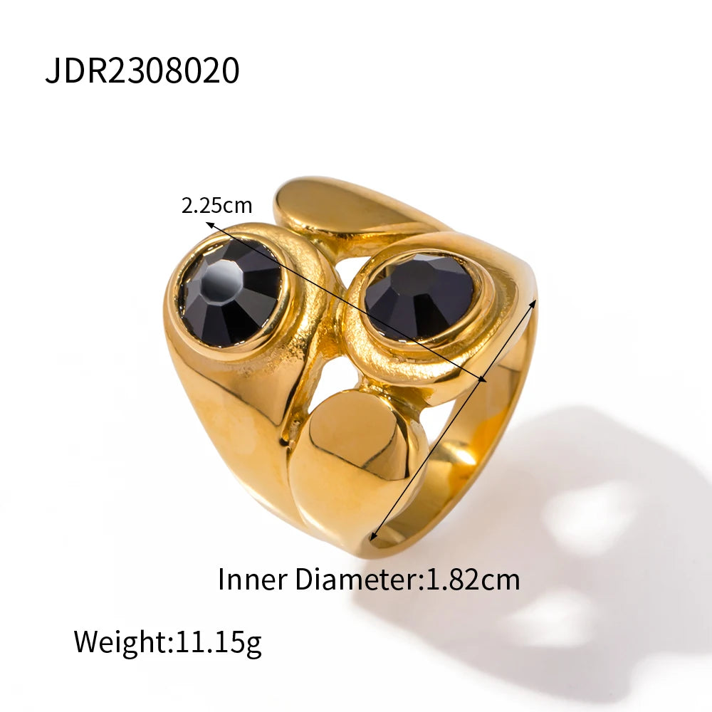KIKA Vintage Stainless Steel Unique Heart Shaped Ring Twist Design Waterproof Charm Ring for Women Statement Fashion Jewelry