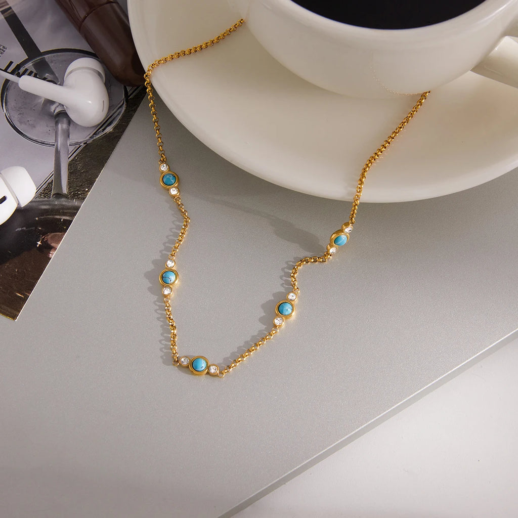 Classic Artificial Blue Turquoise Necklace