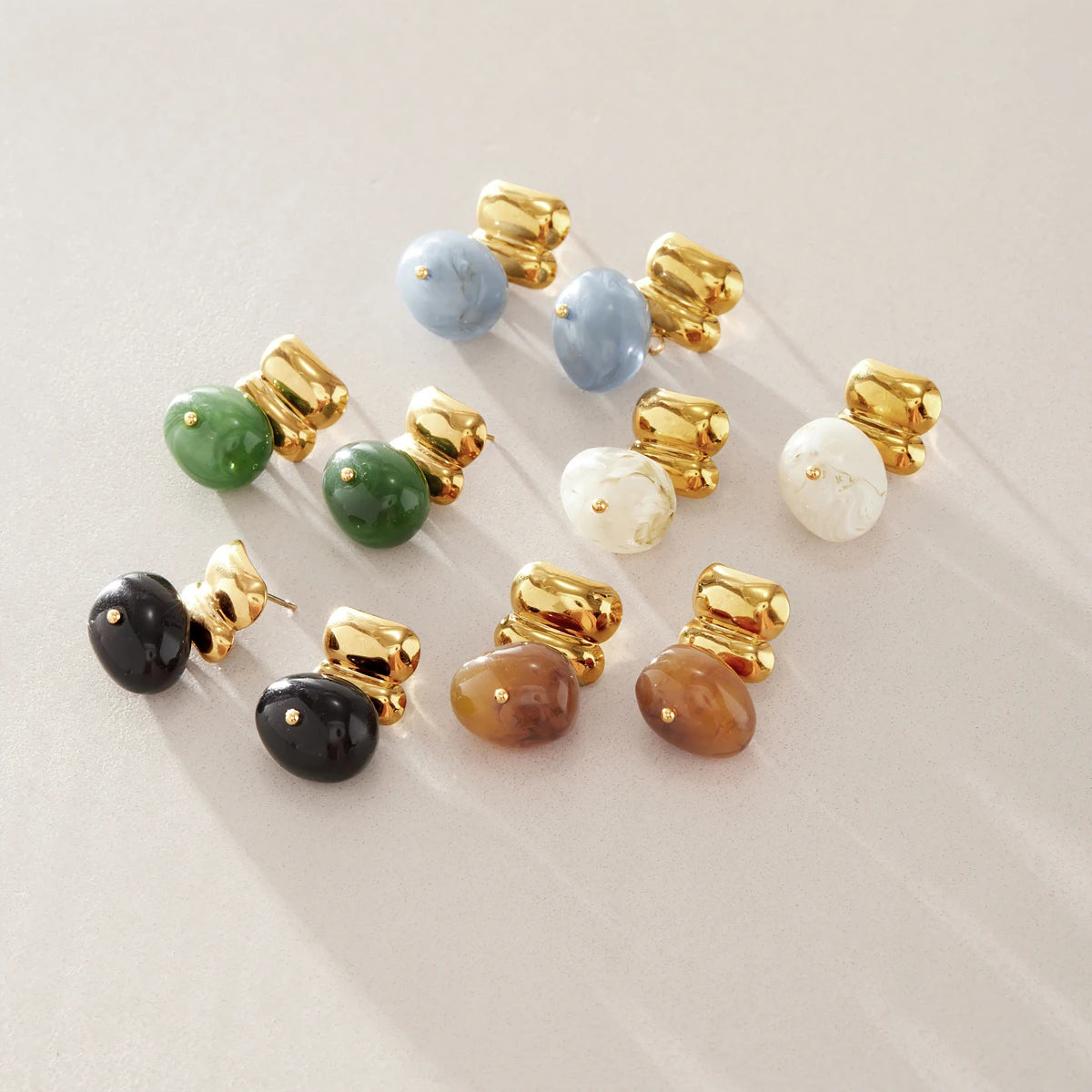 KIKA Multicolor Resin Drop Earrings Minimalist 18K Gold PVD Plated Stainless Steel 316L