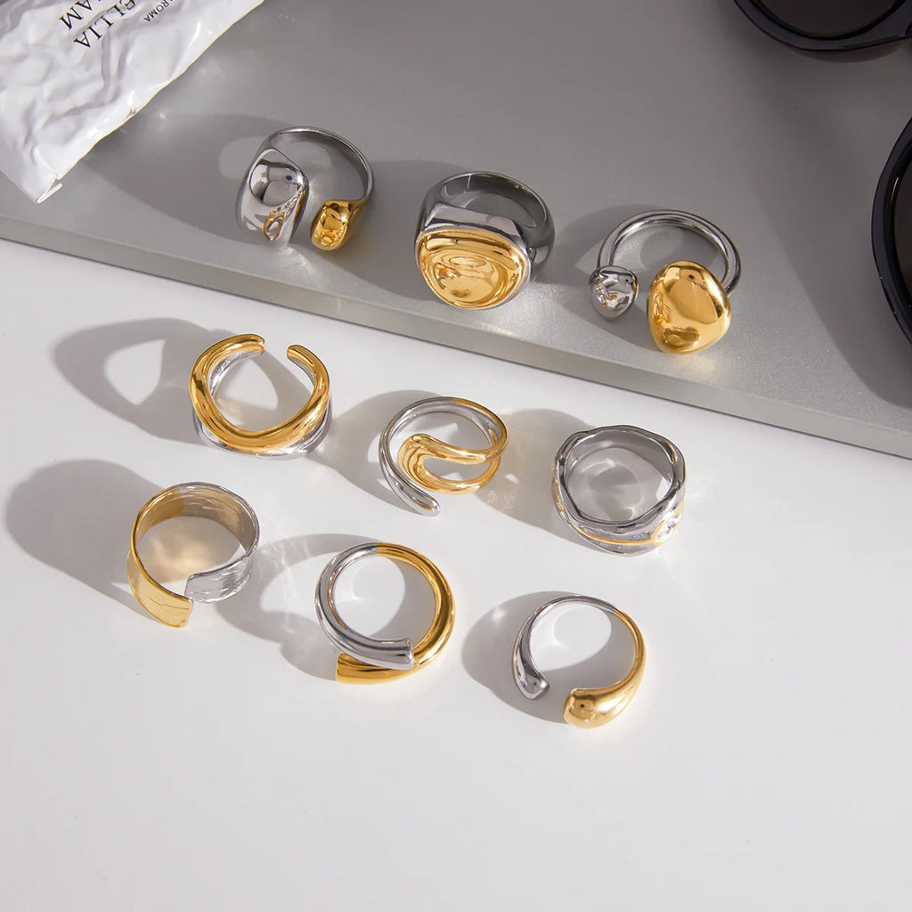 Minimalist Two tone Hollow Asymmetric Ring