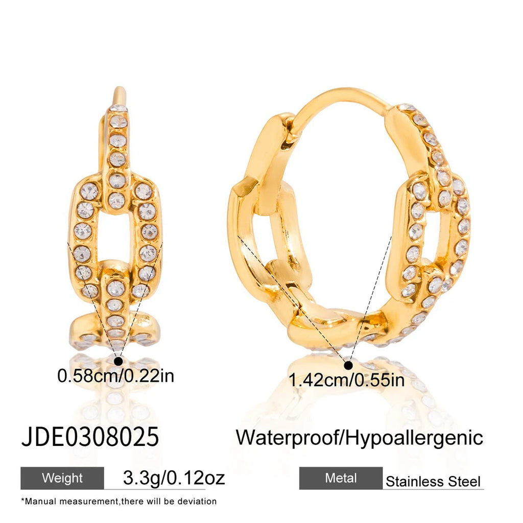 Classic Fashion White Zircon Chain Earring Hoop