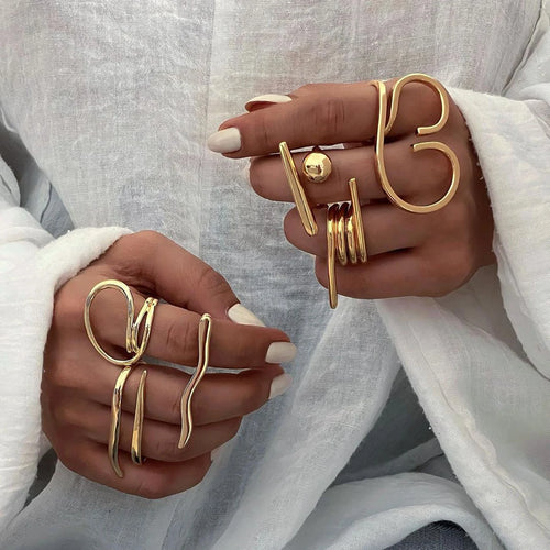 KIKA Chic Stainless Steel 316L Personality Minimalist Classy Ring 18k Gold Color Stylish Unique Finger Jewelry for Women Waterproof