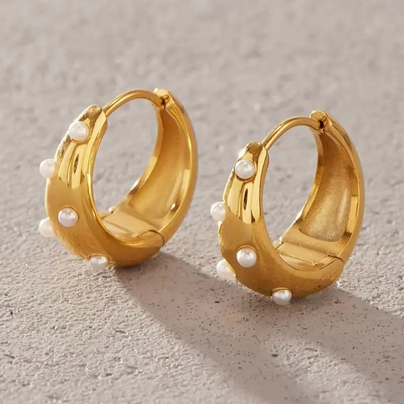Kika Elegant Imitation Pearl Earrings Minimalist 18K Gold PVD Plated Stainless Steel 316L