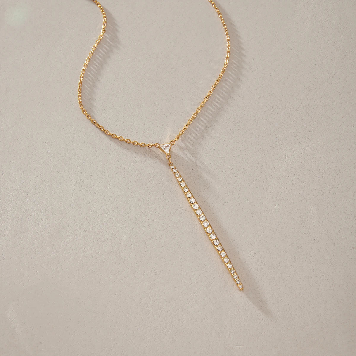 Kika Zircon Triangle Crystal Stick Pendant Necklace