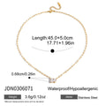 Kika Simple Classic Stainless Steel Square White Zircon Water Drop Pendant Necklace