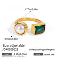KIKA Elegant Zircon Imitation Pearl Open Rings For Women Minimalist 18K Gold PVD Plated Stainless Steel Rings Fashion Jewelry