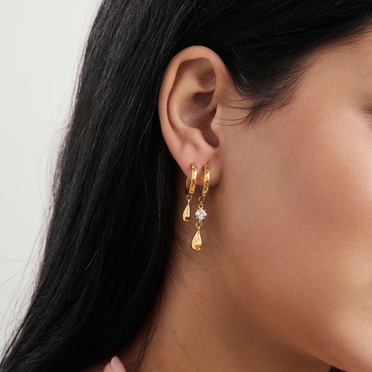 KIKA Square Zircon Water Drop Earrings For Women Minimalist 18K Gold PVD Plated Stainless Steel Earrings Fashion Jewelry Gift