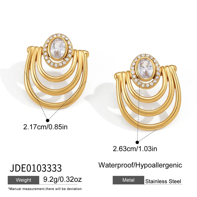KIKA Delicate Zircon Hollow Stud Earrings PVD Plated Stainless Steel 316L