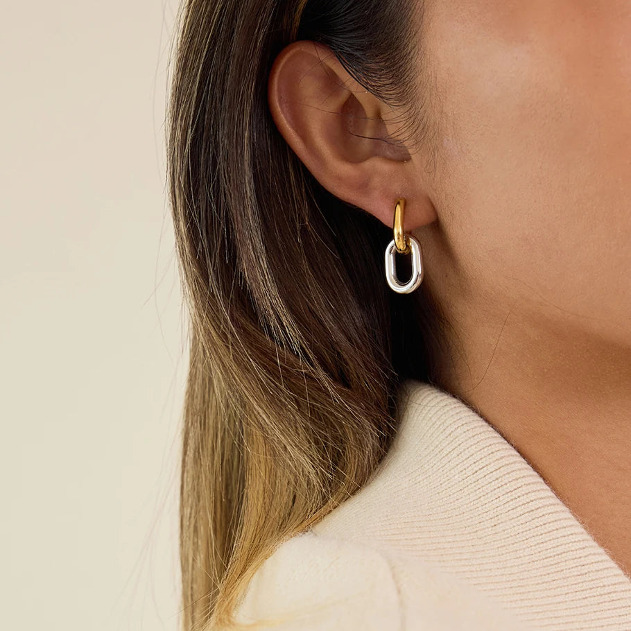 Blocked Double Ring Earring