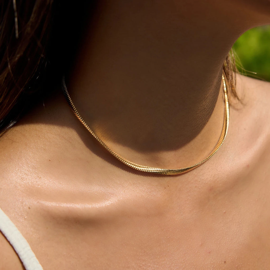 Kika Minimalism Simple Steel Color Snake Bone Chain Necklace